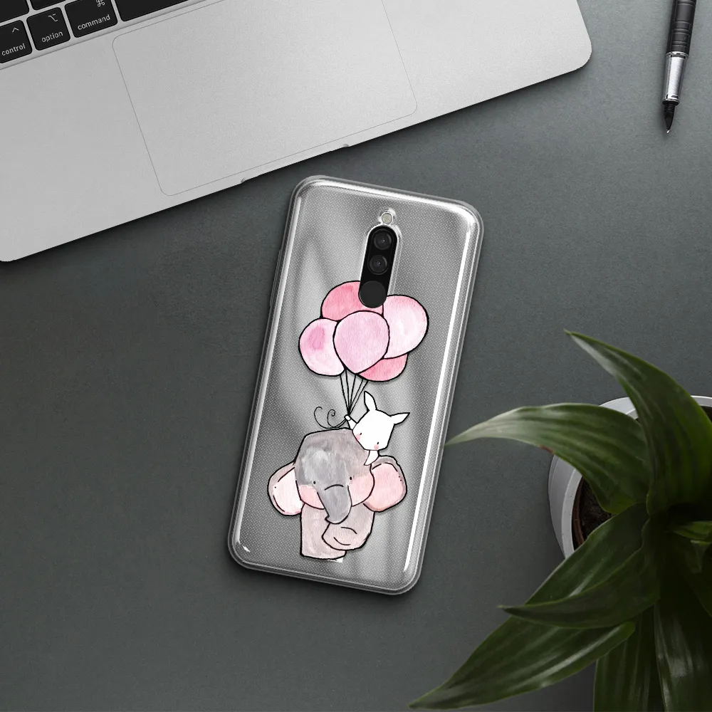A Cartoon Elephant And Donkey Holding Balloons Xiaomi Redmi 8 Clear Tpu Case
