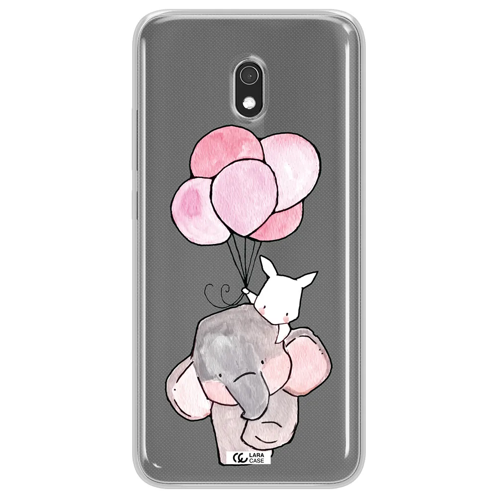 a cartoon elephant and donkey holding balloons Xiaomi Redmi 8A Clear TPU Case