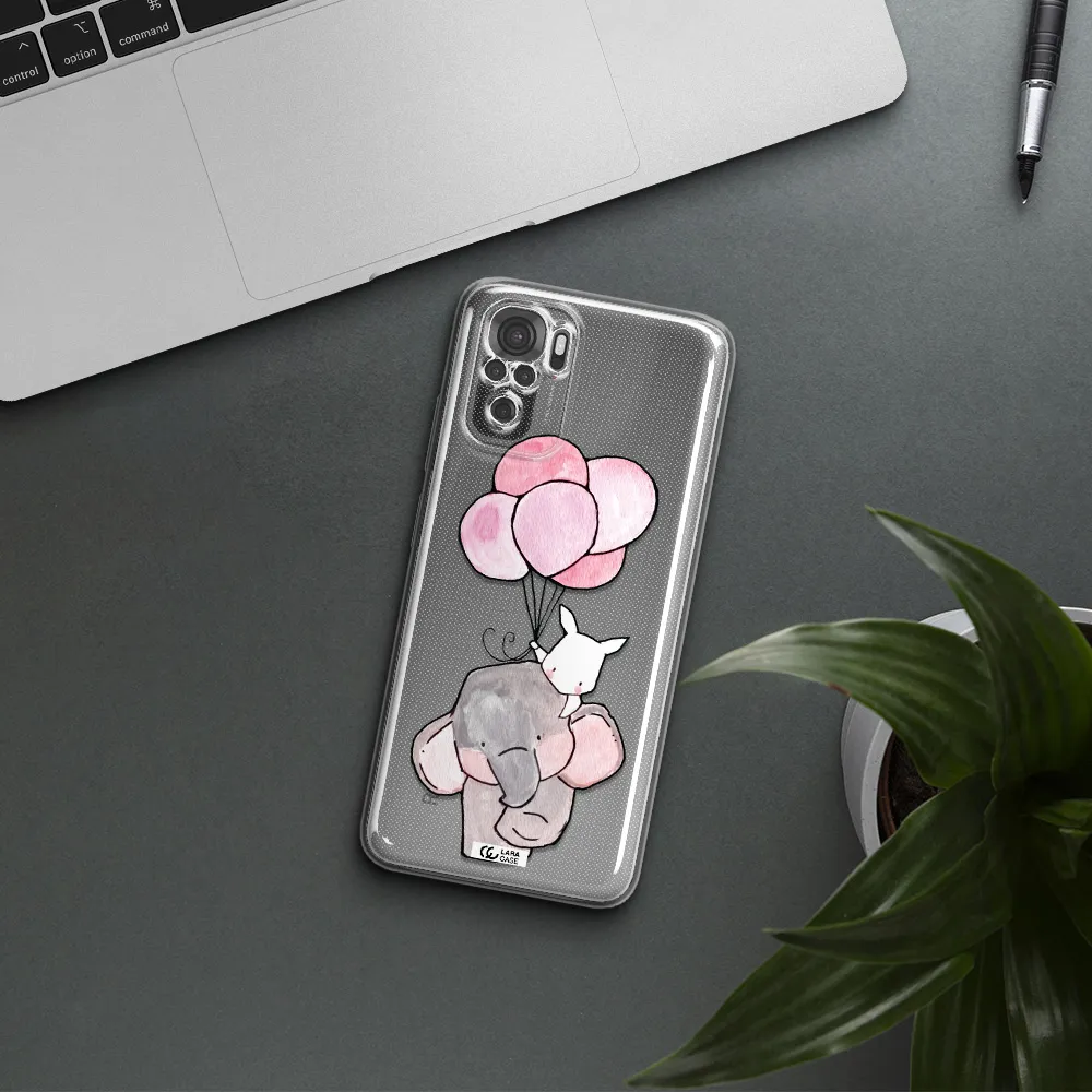 A Cartoon Elephant And Donkey Holding Balloons Xiaomi Redmi Note 10S Clear Tpu Case