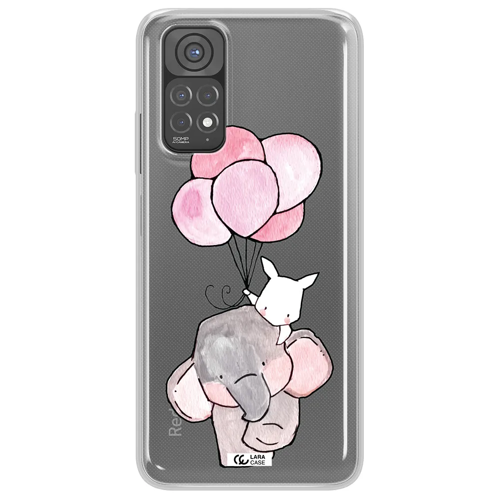 a cartoon elephant and donkey holding balloons Xiaomi Redmi Note 11 Clear TPU Case