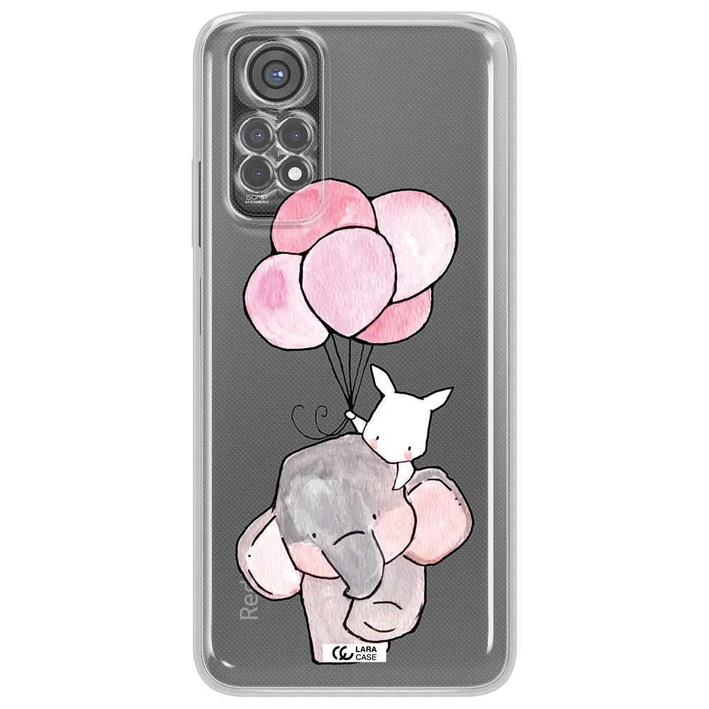 A Cartoon Elephant And Donkey Holding Balloons Xiaomi Redmi Note 11S Clear Tpu Case