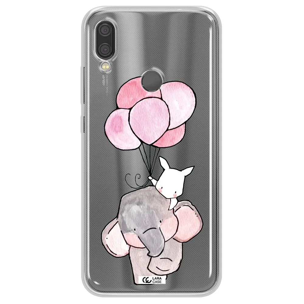 a cartoon elephant and donkey holding balloons Xiaomi Redmi Note 7 Clear TPU Case