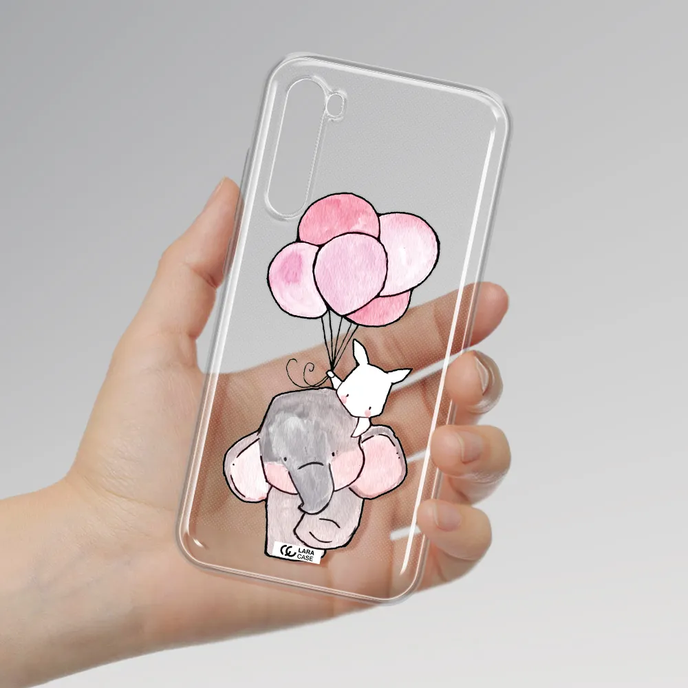 A Cartoon Elephant And Donkey Holding Balloons Xiaomi Redmi Note 8T Clear Tpu Case