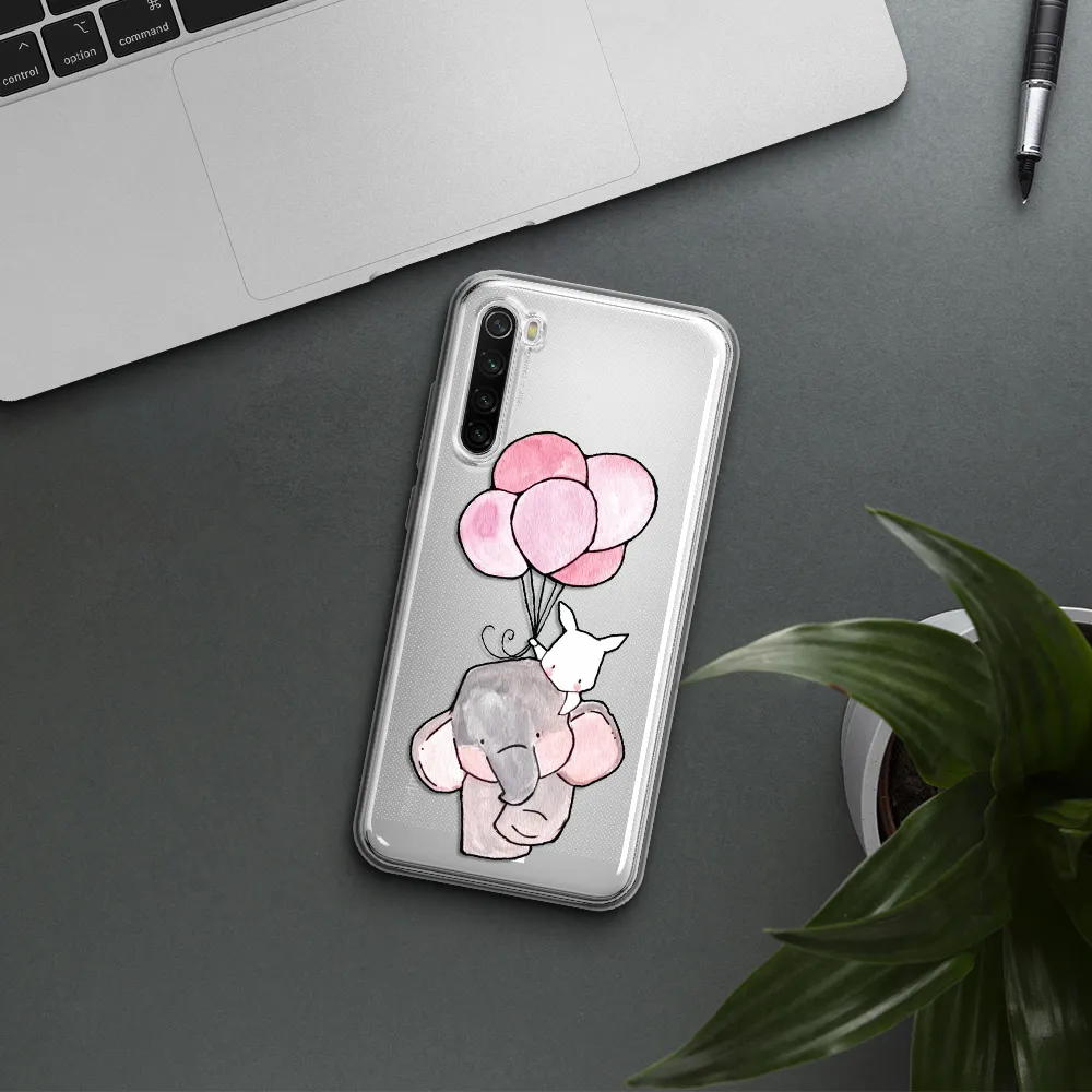 A Cartoon Elephant And Donkey Holding Balloons Xiaomi Redmi Note 8T Clear Tpu Case