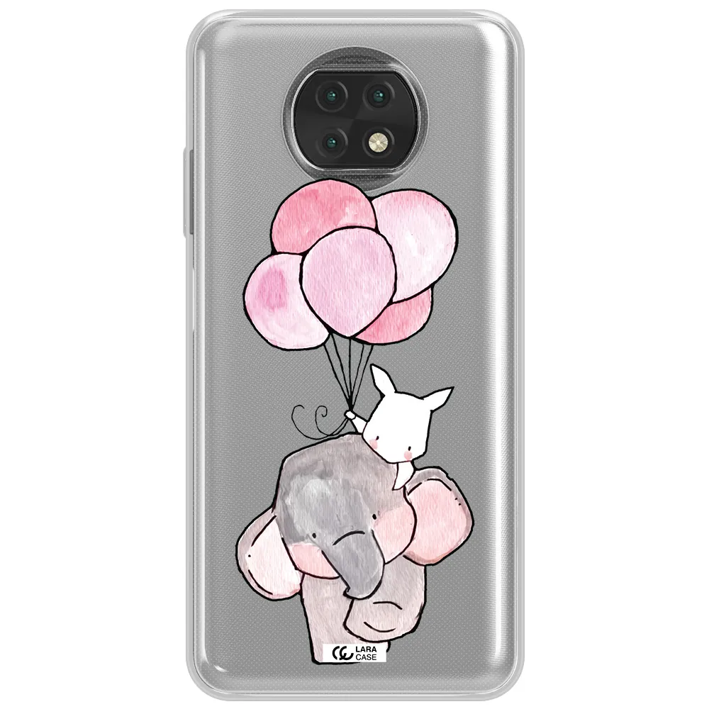 A Cartoon Elephant And Donkey Holding Balloons Xiaomi Redmi Note 9T Clear Tpu Case