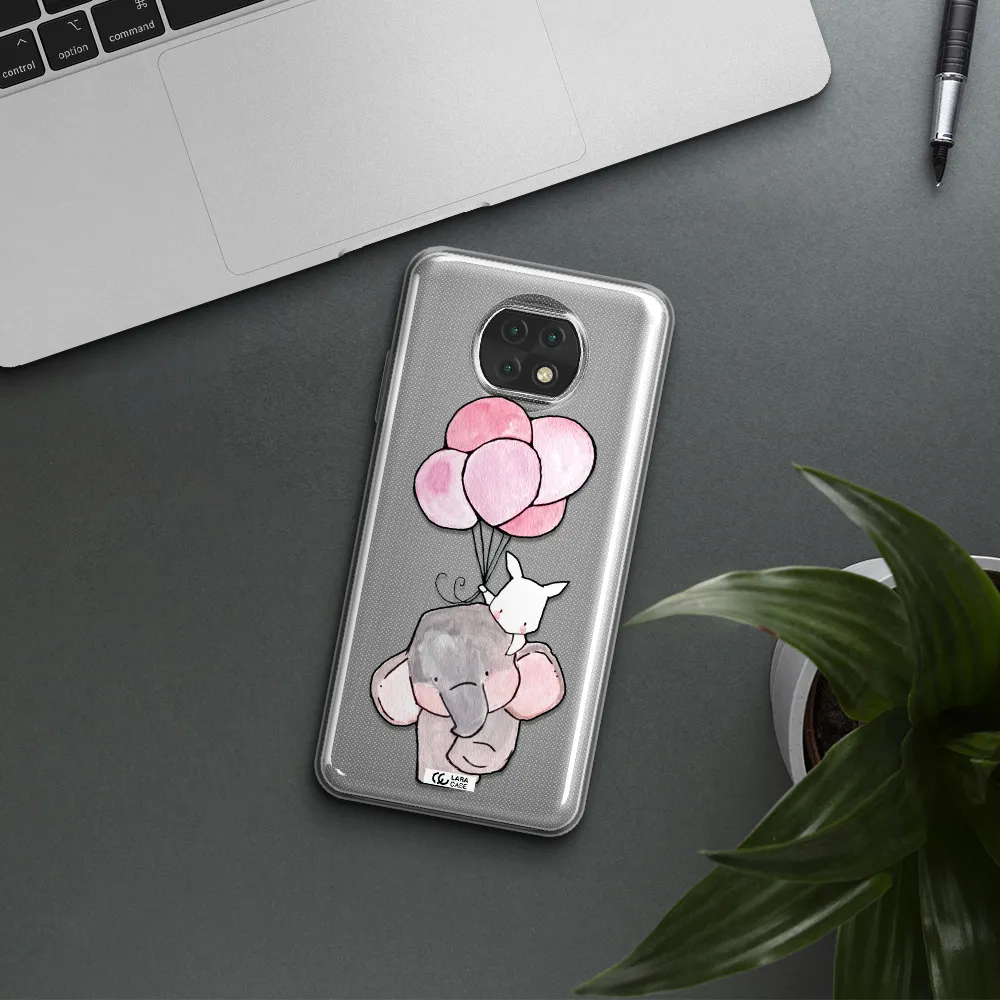 A Cartoon Elephant And Donkey Holding Balloons Xiaomi Redmi Note 9T Clear Tpu Case