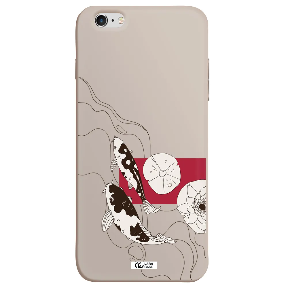 a black and white illustration of fish and flowers Apple iPhone 6 plus Silicone Stone Case