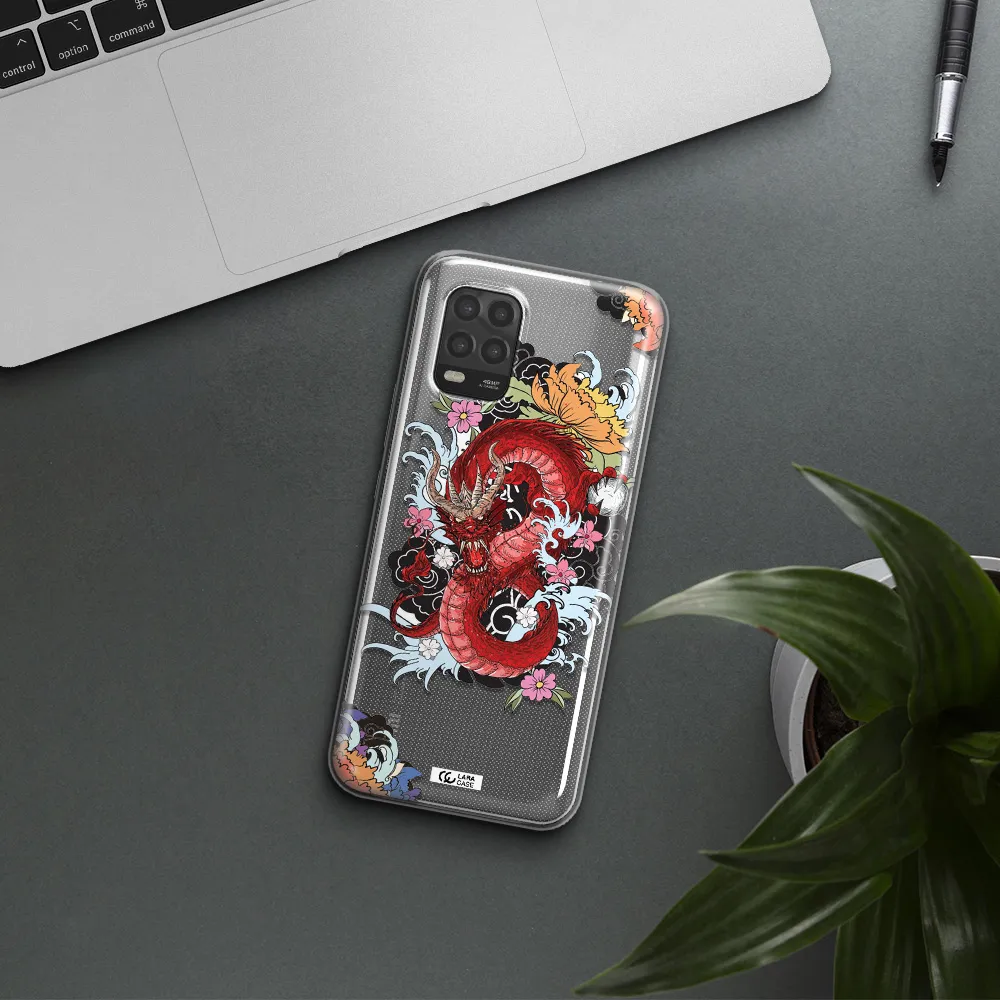 a red dragon with flowers and clouds Xiaomi Mi 10 Lite Clear TPU Case