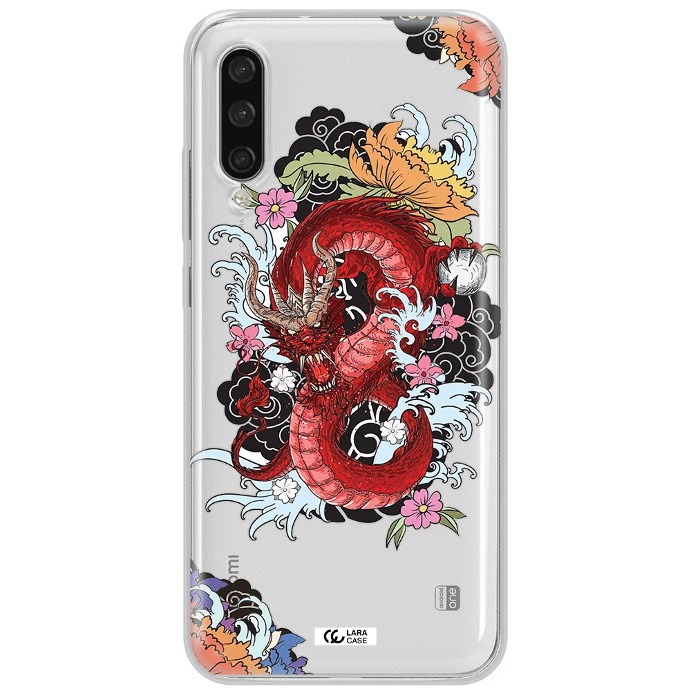 A Red Dragon With Flowers And Clouds Xiaomi Mi A3 Clear Tpu Case
