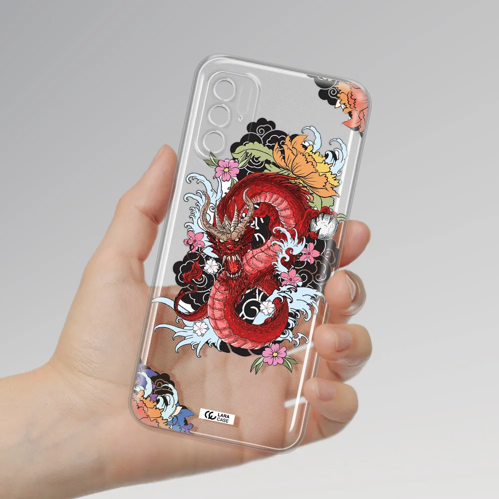 A Red Dragon With Flowers And Clouds Xiaomi Poco M3 Pro Clear Tpu Case
