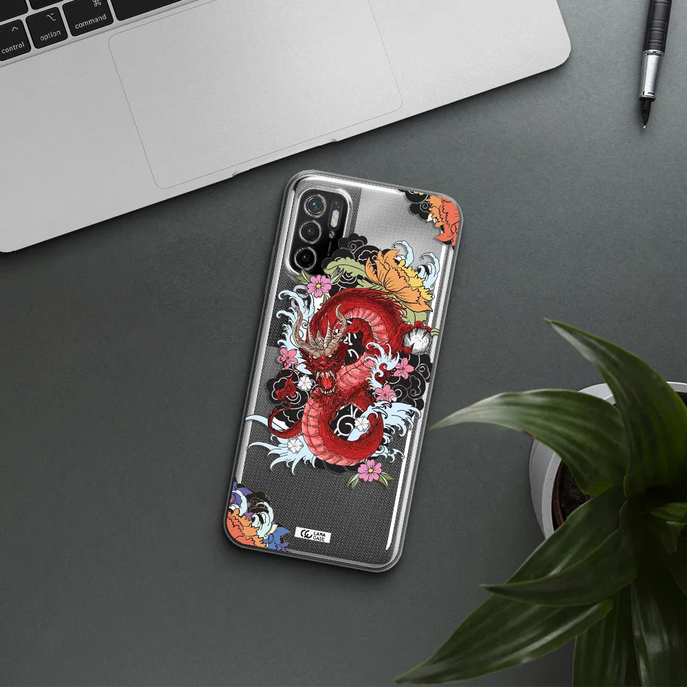 A Red Dragon With Flowers And Clouds Xiaomi Poco M3 Pro Clear Tpu Case