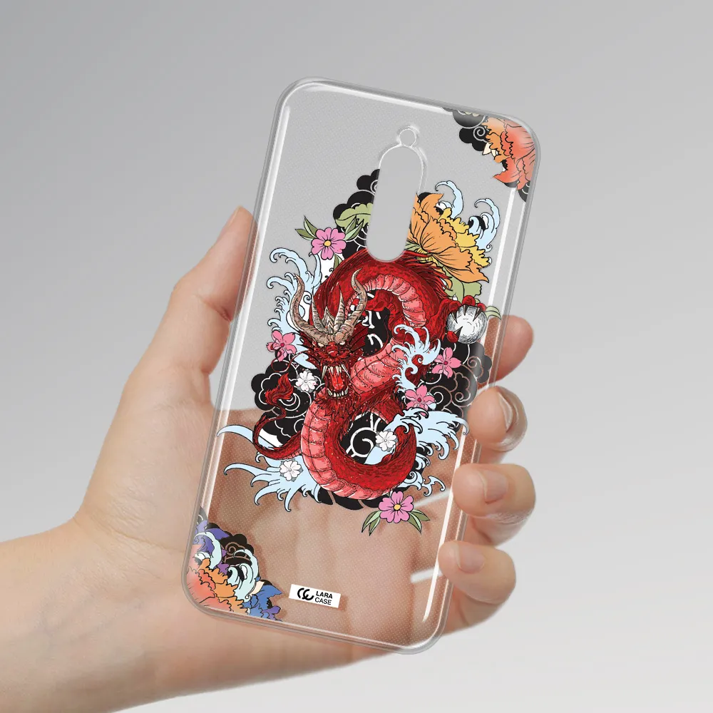 A Red Dragon With Flowers And Clouds Xiaomi Redmi 8 Clear Tpu Case