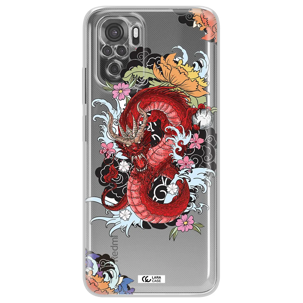 A Red Dragon With Flowers And Clouds Xiaomi Redmi Note 10S Clear Tpu Case