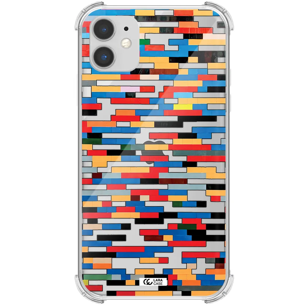 a colorful rectangular pattern on a white surface Apple iPhone 11 Clear PC Case