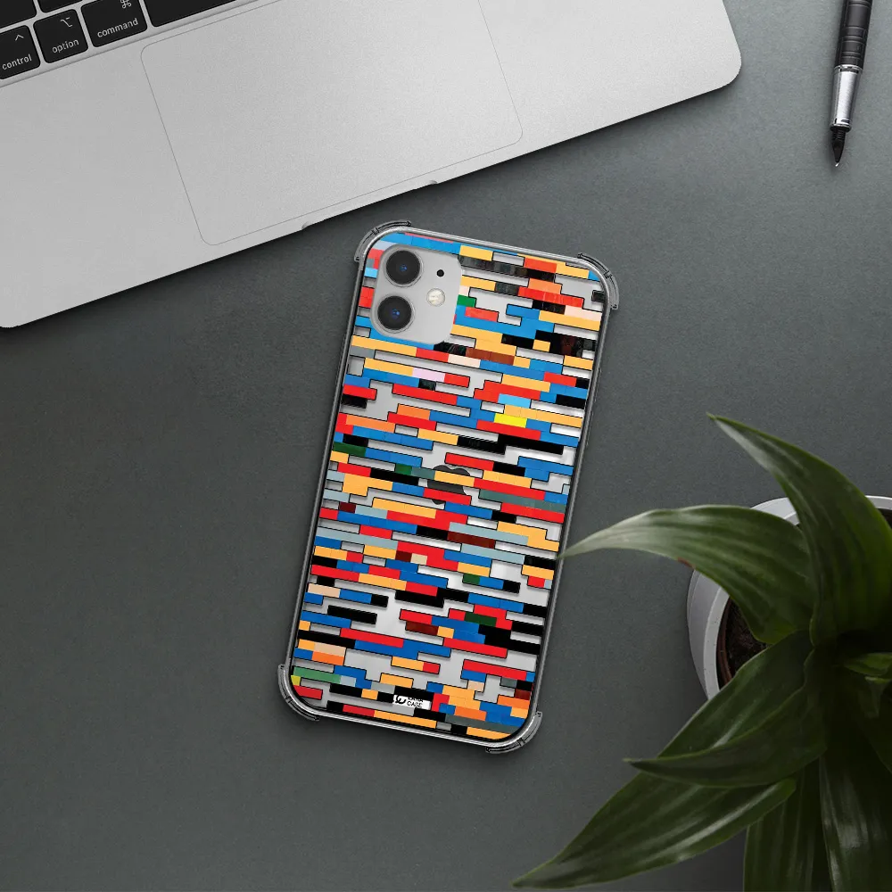a colorful rectangular pattern on a white surface Apple iPhone 11 Clear PC Case