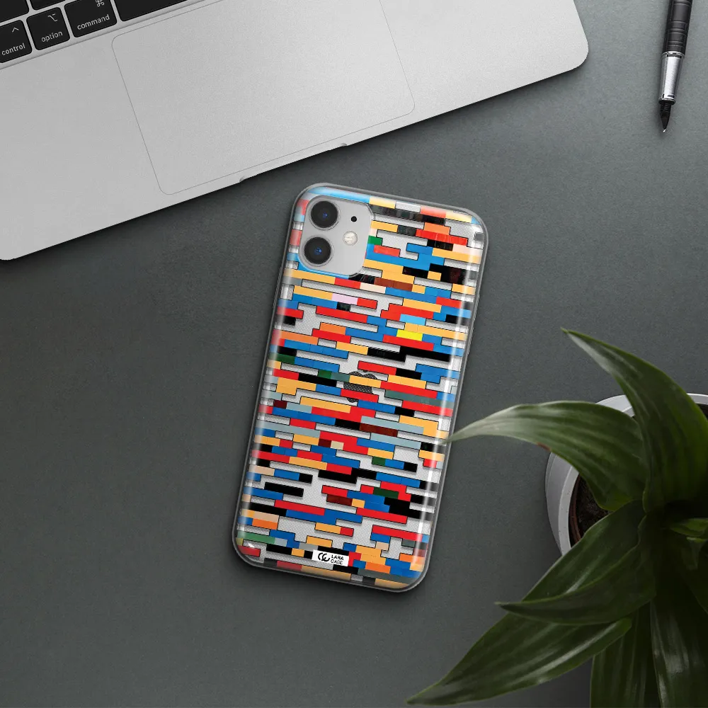 a colorful rectangular pattern on a white surface Apple iPhone 11 Clear TPU Case