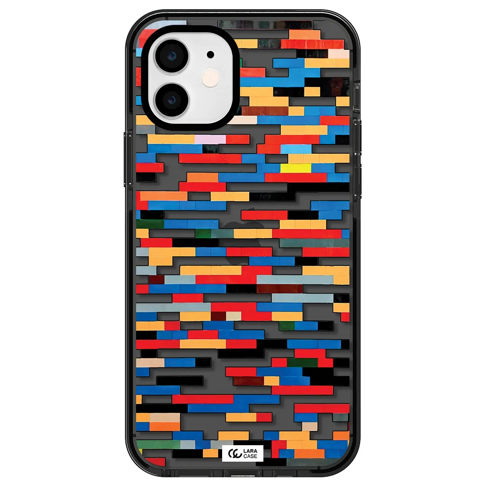 a colorful rectangular pattern on a white surface Apple iPhone 11 impact Smoke Black Case