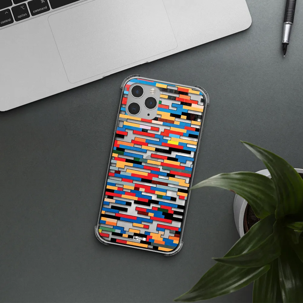 a colorful rectangular pattern on a white surface Apple iPhone 11 pro max Clear PC Case
