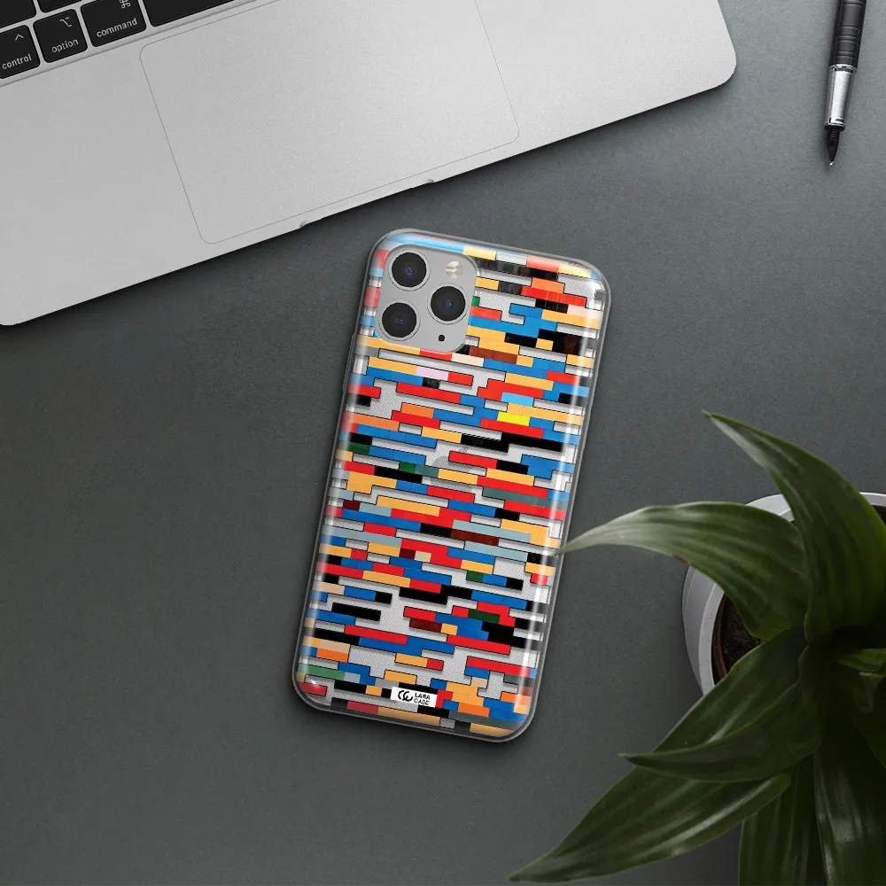 a colorful rectangular pattern on a white surface Apple iPhone 11 pro max Clear TPU Case