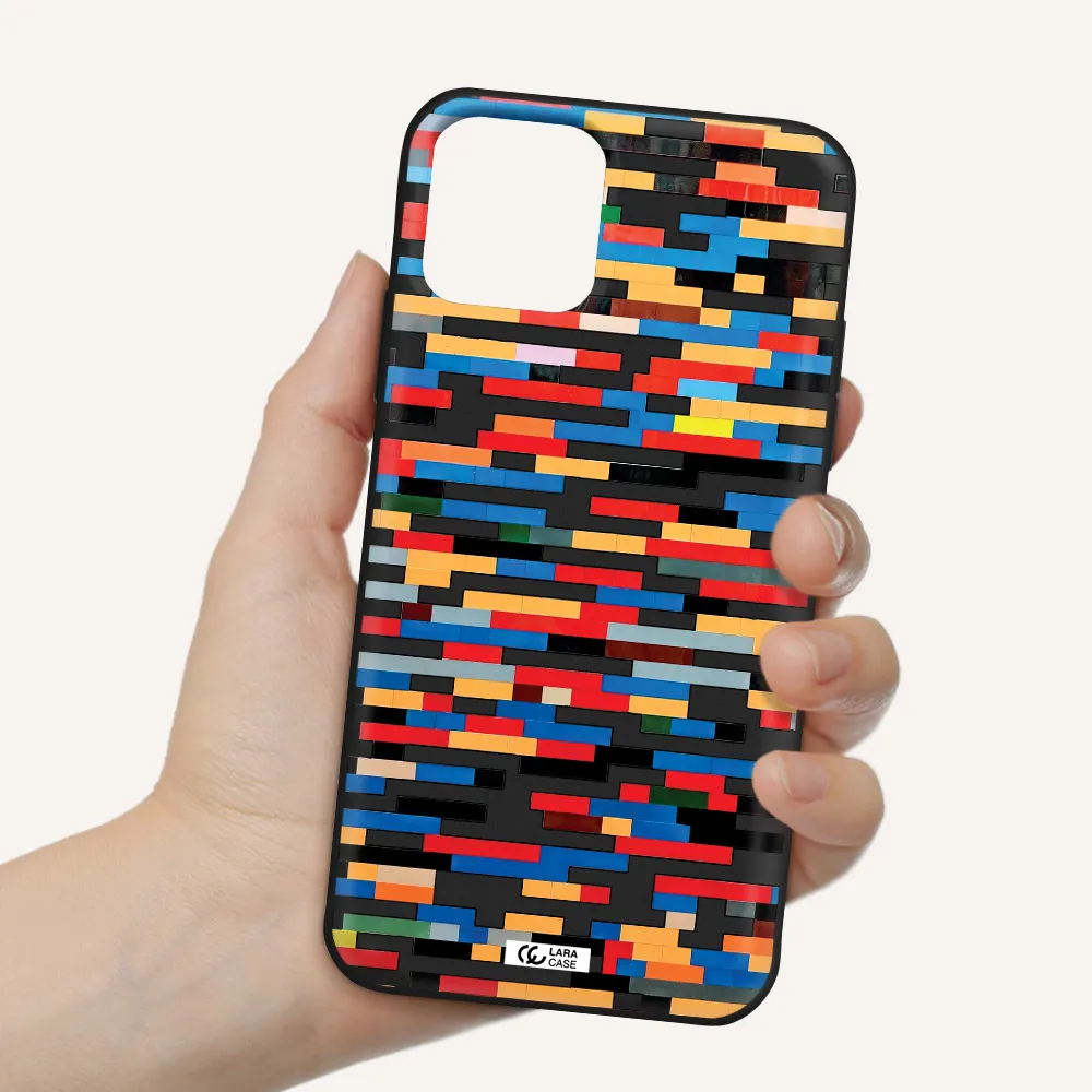 a colorful rectangular pattern on a white surface Apple iPhone 11 pro max Silicone black Case