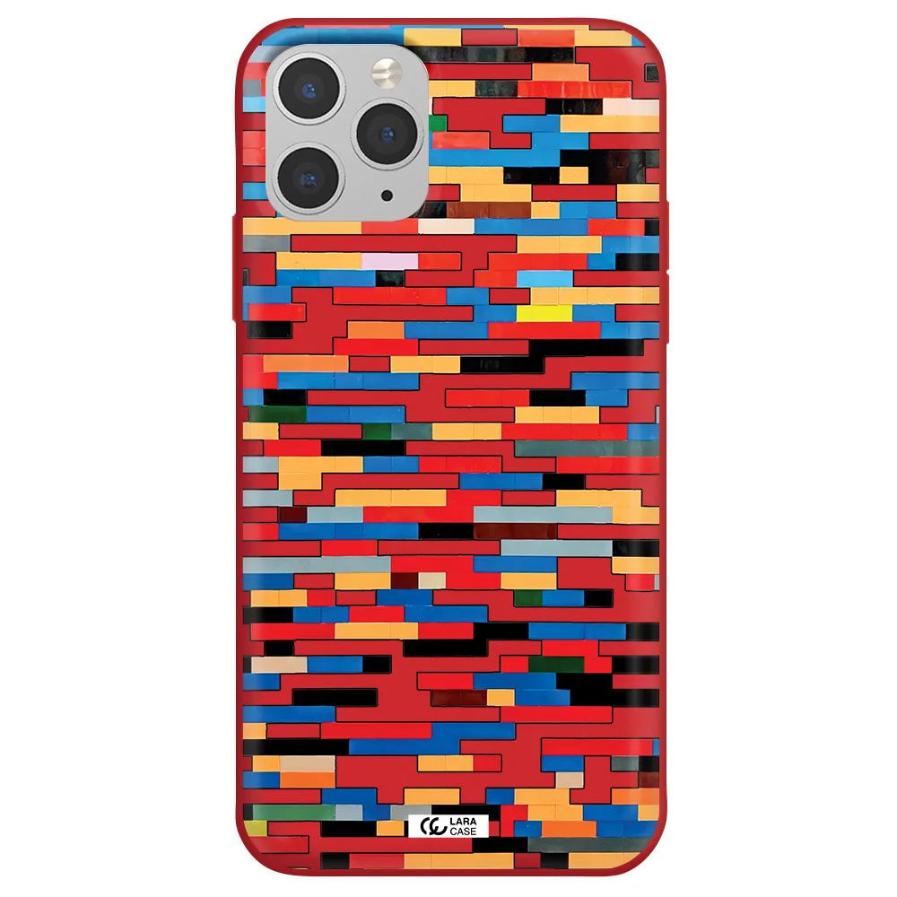 a colorful rectangular pattern on a white surface Apple iPhone 11 pro max Silicone Imperial Red Case