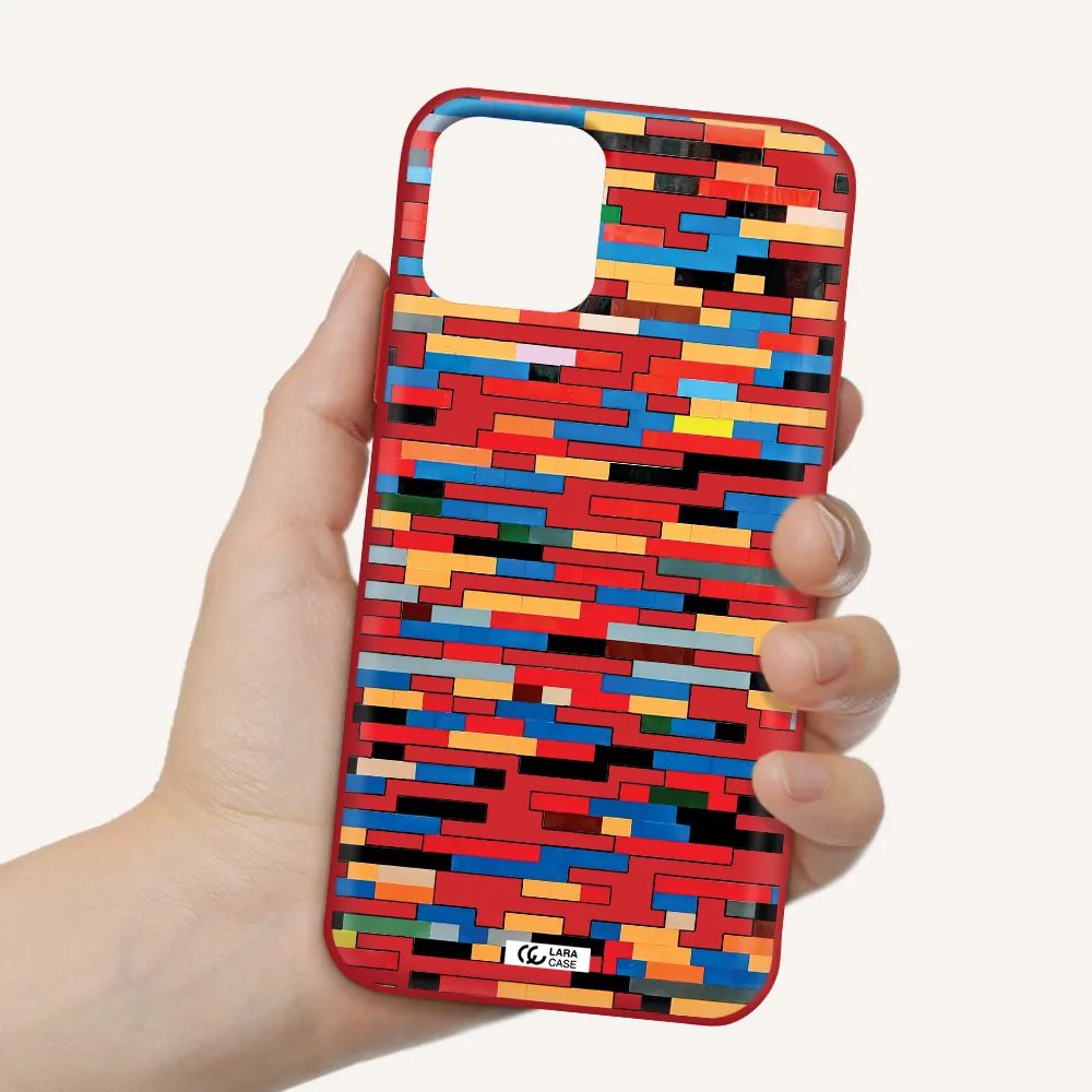 a colorful rectangular pattern on a white surface Apple iPhone 11 pro max Silicone Imperial Red Case