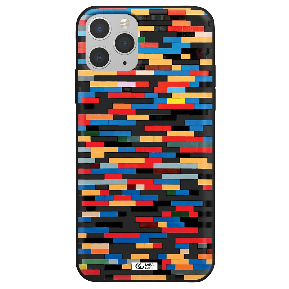 a colorful rectangular pattern on a white surface Apple iPhone 11 pro Silicone black Case