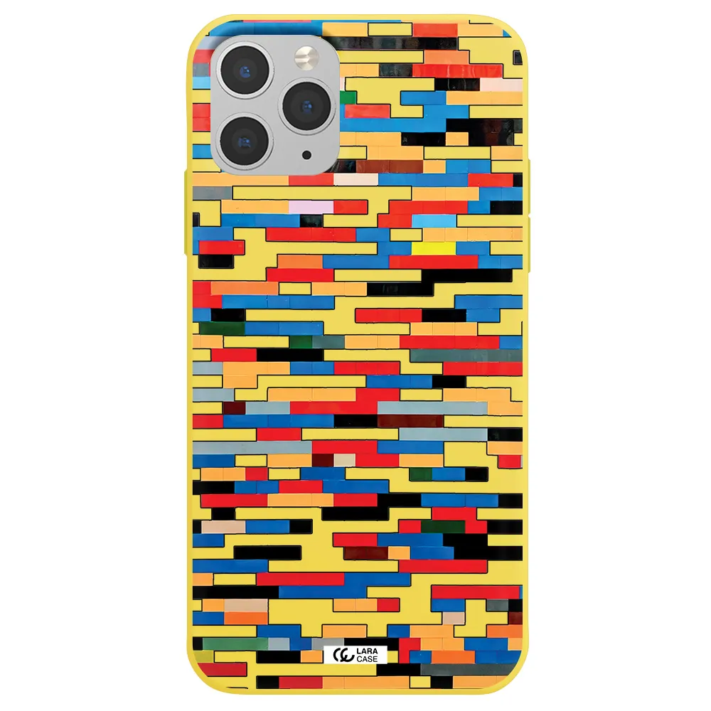 a colorful rectangular pattern on a white surface Apple iPhone 11 pro Silicone canary yellow Case
