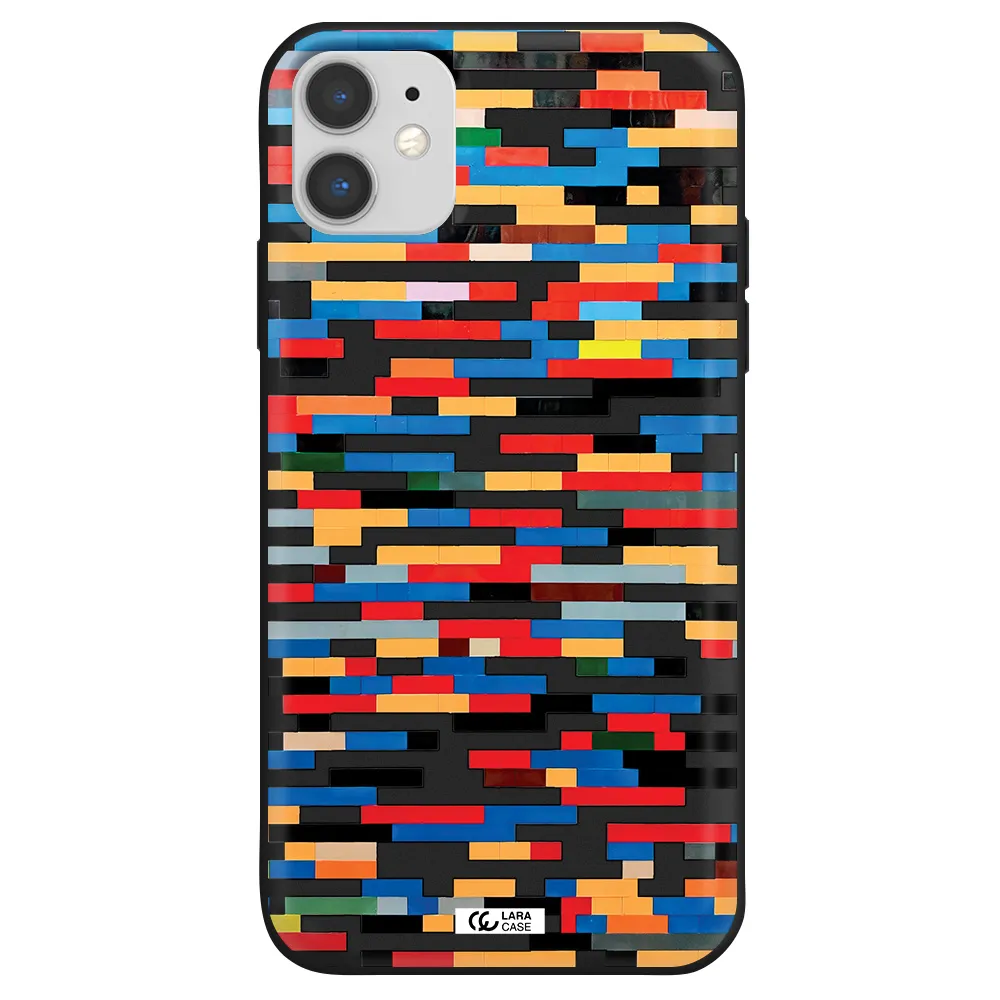 a colorful rectangular pattern on a white surface Apple iPhone 11 Silicone black Case