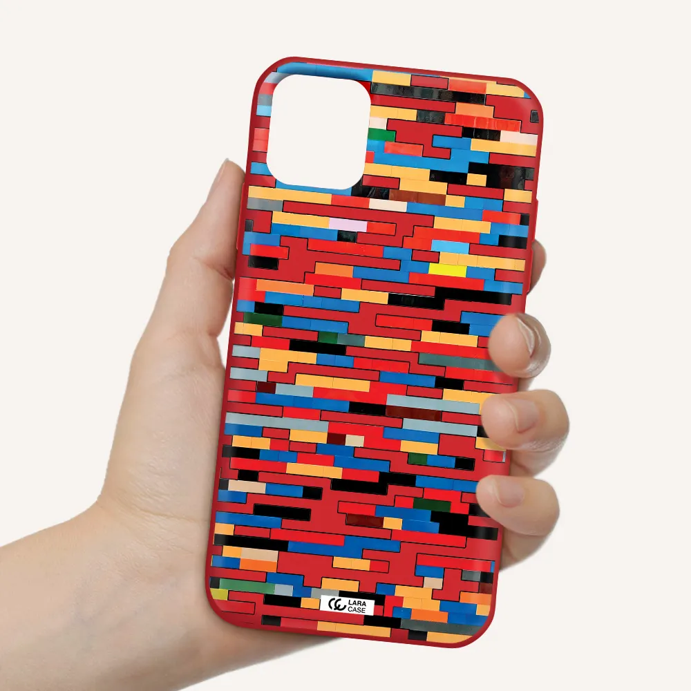 a colorful rectangular pattern on a white surface Apple iPhone 11 Silicone Imperial Red Case