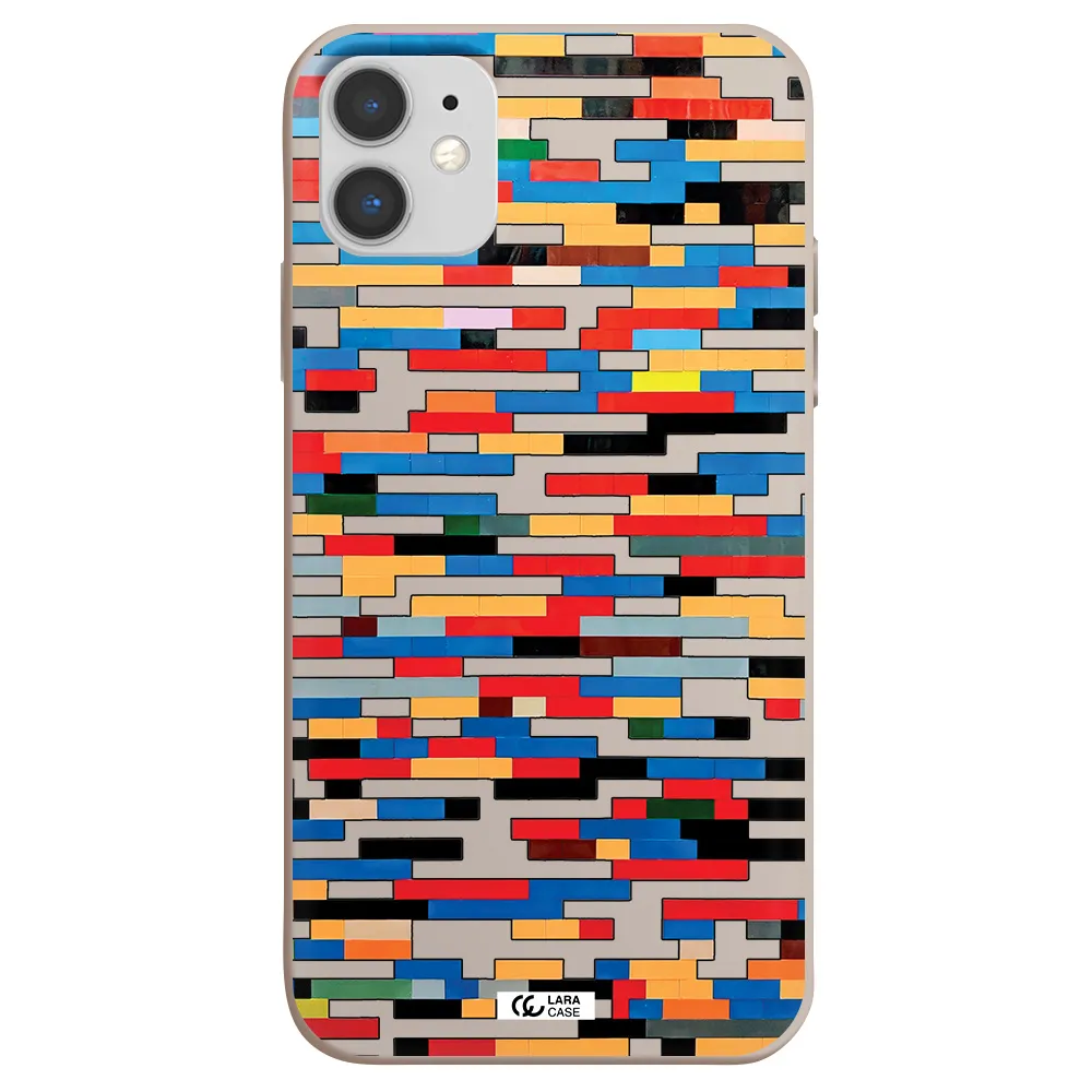 a colorful rectangular pattern on a white surface Apple iPhone 11 Silicone Stone Case