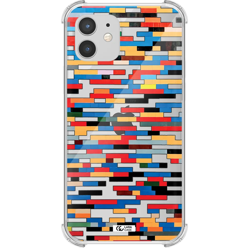 a colorful rectangular pattern on a white surface Apple iPhone 12 Clear PC Case