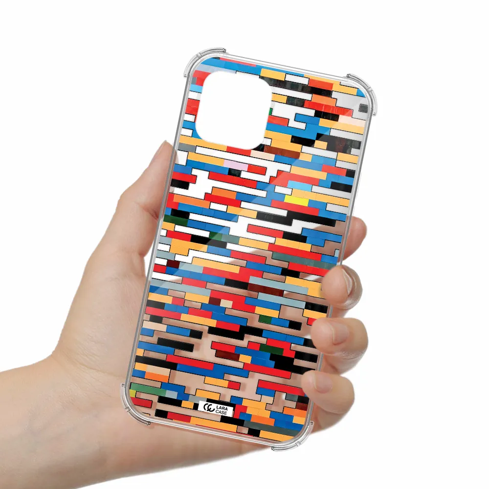 a colorful rectangular pattern on a white surface Apple iPhone 12 Clear PC Case