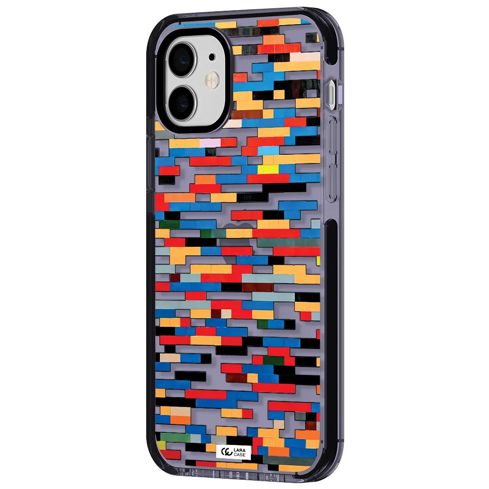 a colorful rectangular pattern on a white surface Apple iPhone 12 impact Lilac Case