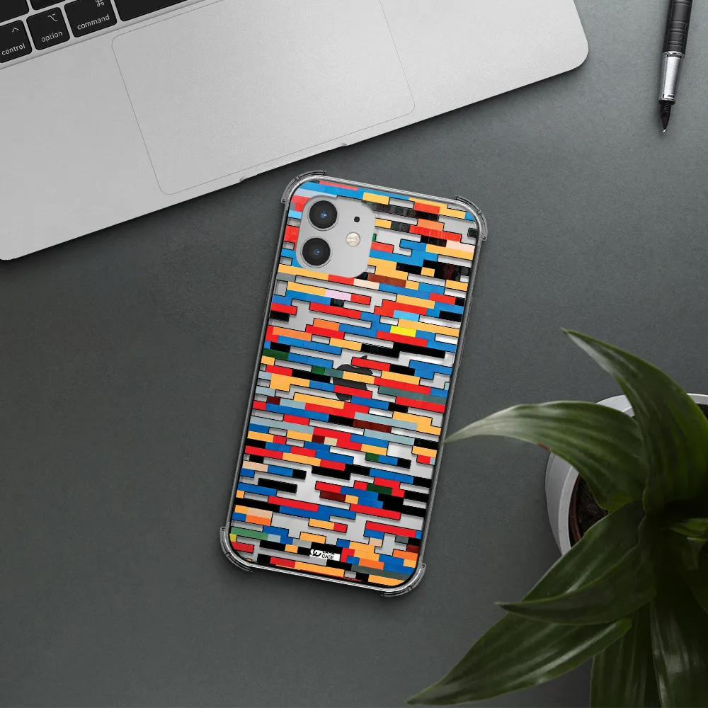 a colorful rectangular pattern on a white surface Apple iPhone 12 mini Clear PC Case
