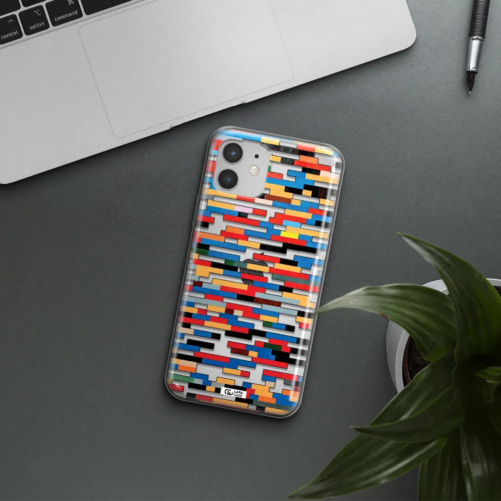 a colorful rectangular pattern on a white surface Apple iPhone 12 mini Clear TPU Case