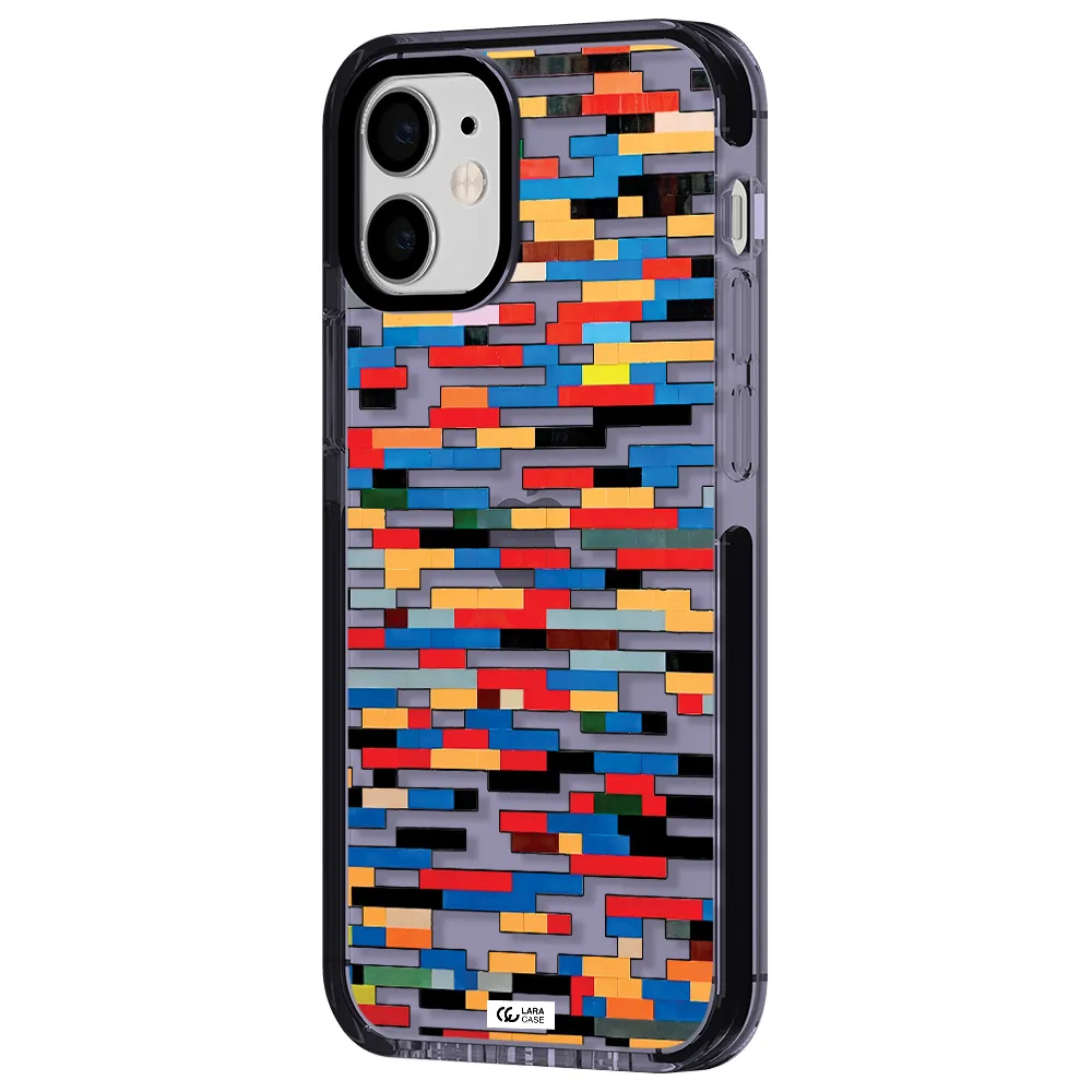 a colorful rectangular pattern on a white surface Apple iPhone 12 mini impact Lilac Case