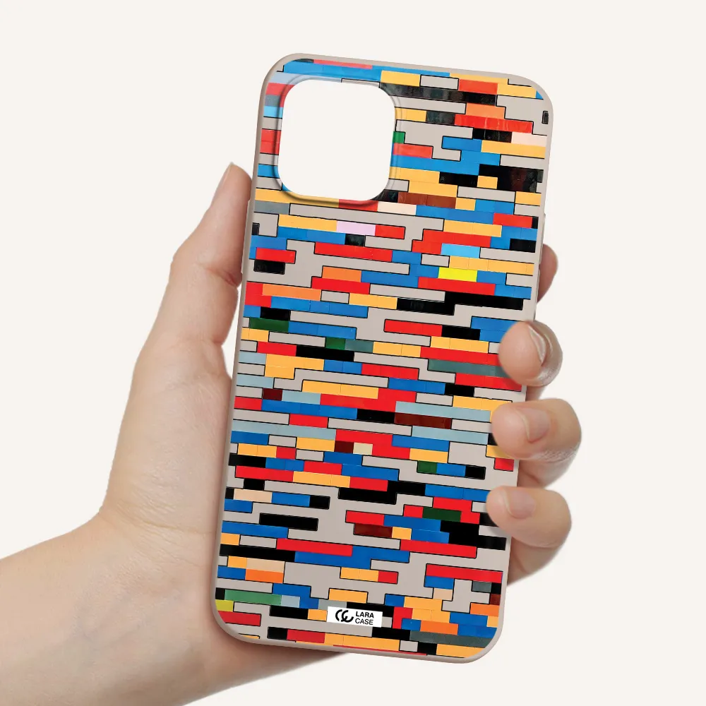 a colorful rectangular pattern on a white surface Apple iPhone 12 mini Silicone Stone Case