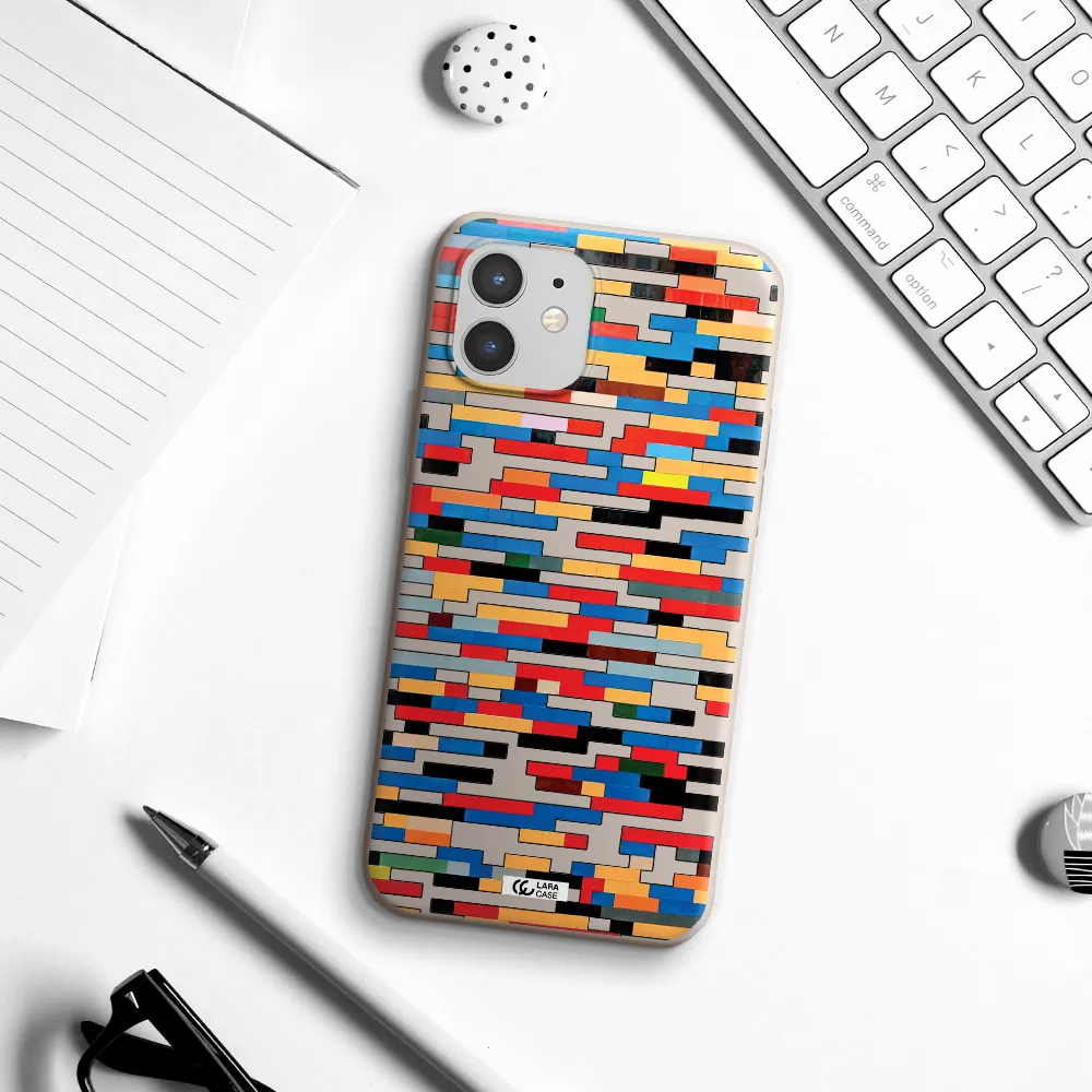 a colorful rectangular pattern on a white surface Apple iPhone 12 mini Silicone Stone Case