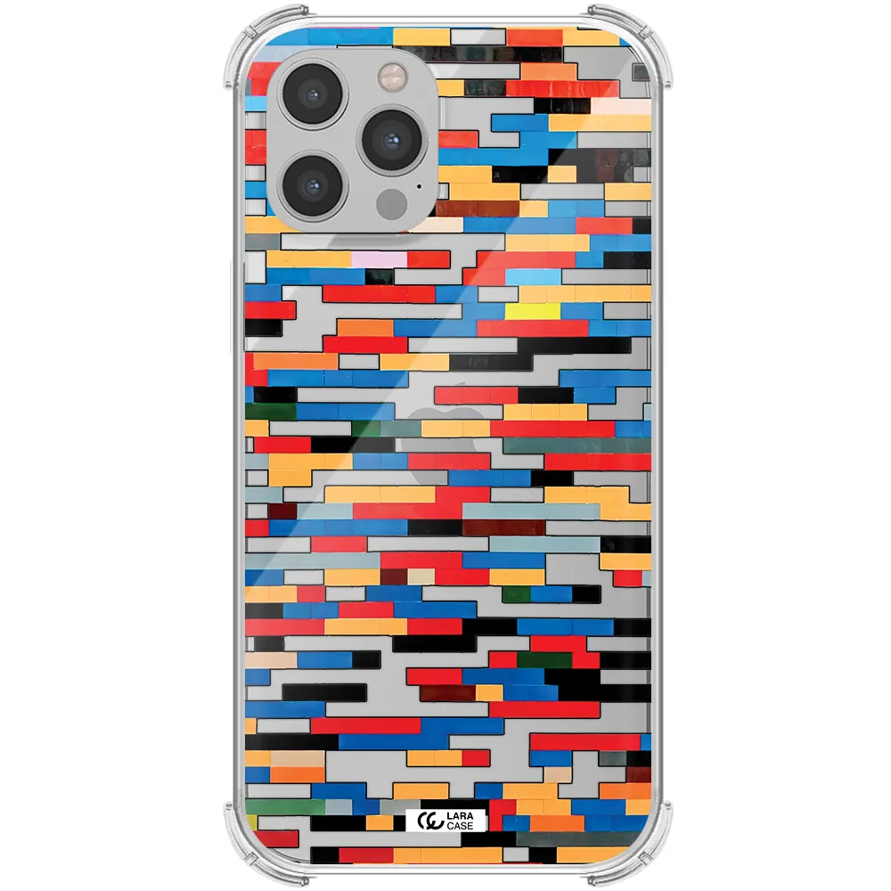 a colorful rectangular pattern on a white surface Apple iPhone 12 pro Clear PC Case