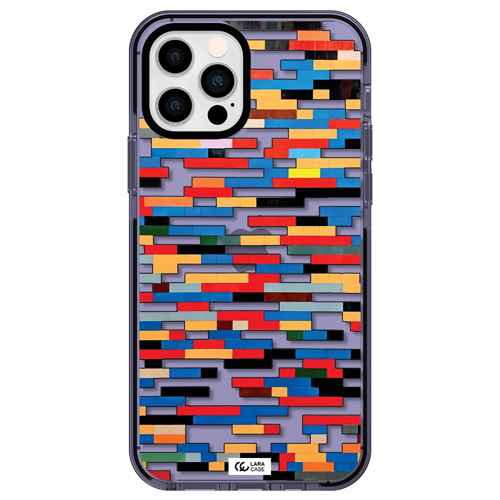 a colorful rectangular pattern on a white surface Apple iPhone 12 pro impact Lilac Case