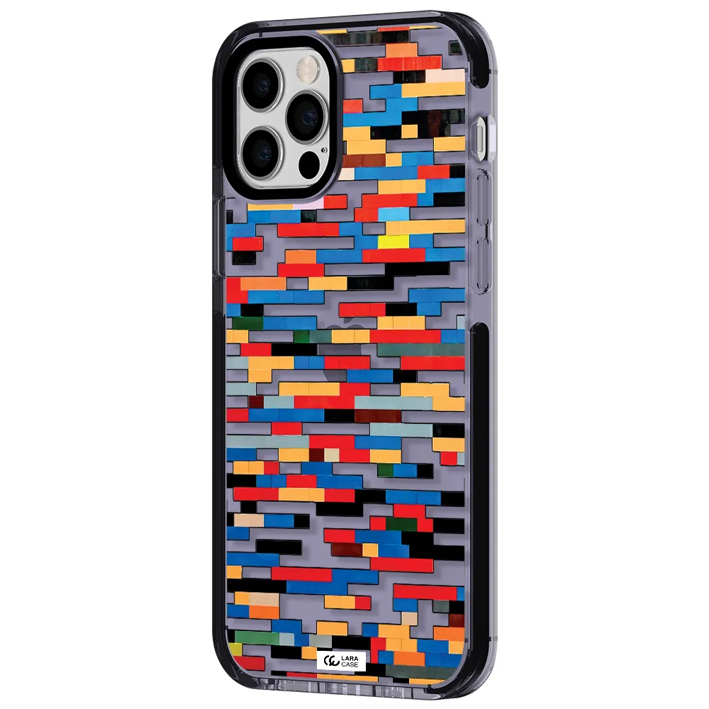 a colorful rectangular pattern on a white surface Apple iPhone 12 pro impact Lilac Case