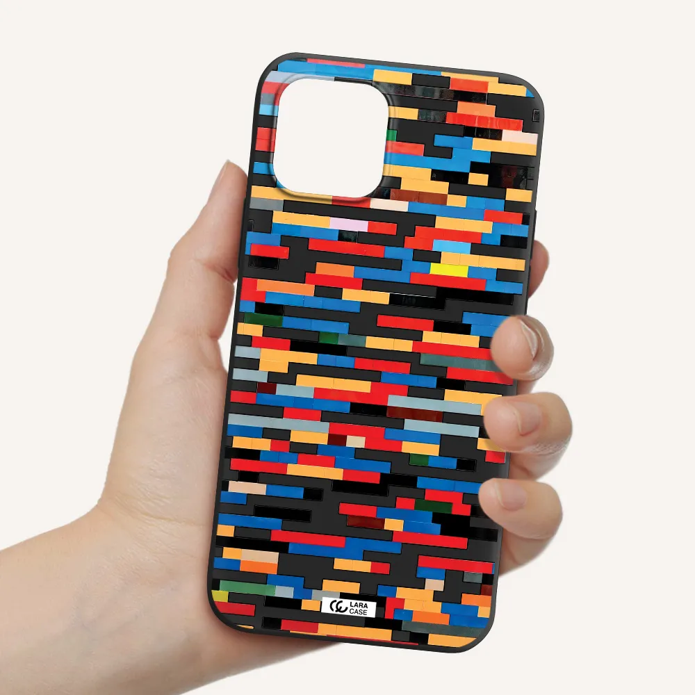 a colorful rectangular pattern on a white surface Apple iPhone 12 Silicone black Case