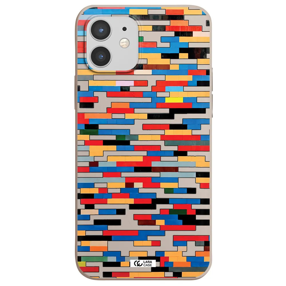 a colorful rectangular pattern on a white surface Apple iPhone 12 Silicone Stone Case