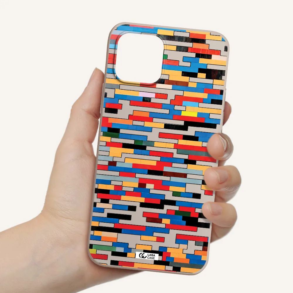 a colorful rectangular pattern on a white surface Apple iPhone 12 Silicone Stone Case