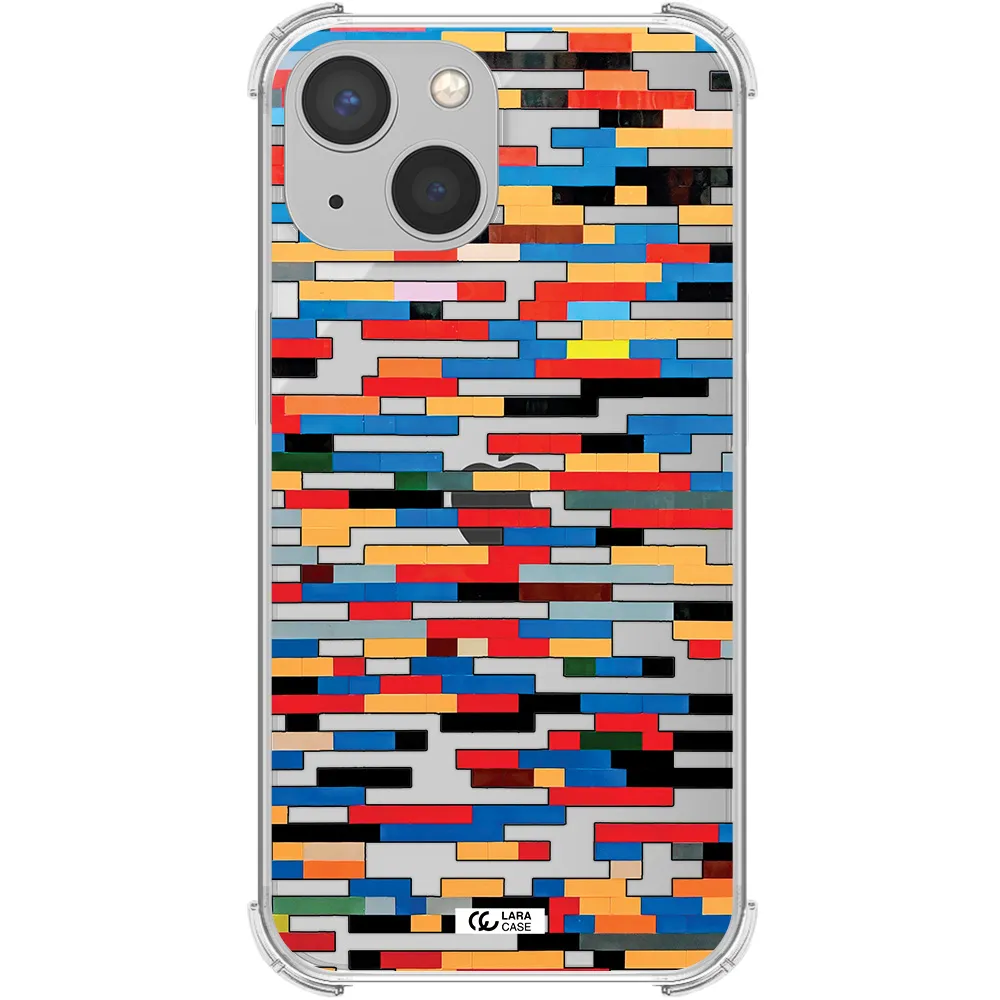 a colorful rectangular pattern on a white surface Apple iPhone 13 Clear PC Case