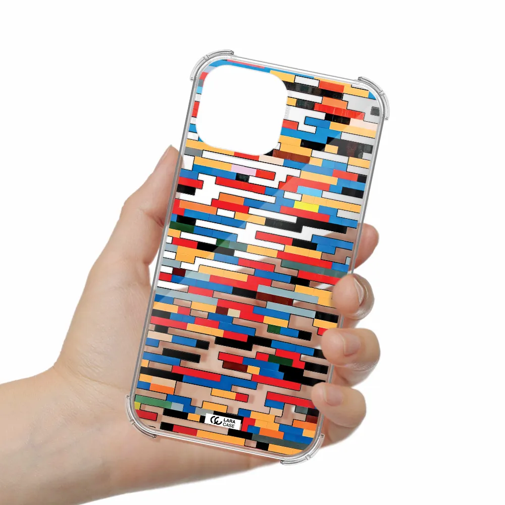 a colorful rectangular pattern on a white surface Apple iPhone 13 Clear PC Case