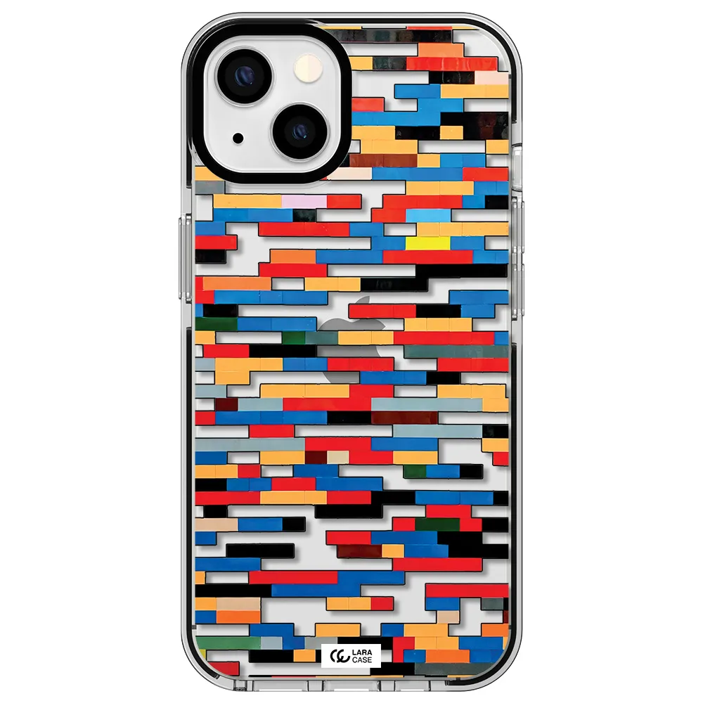 a colorful rectangular pattern on a white surface Apple iPhone 13 impact black border Case