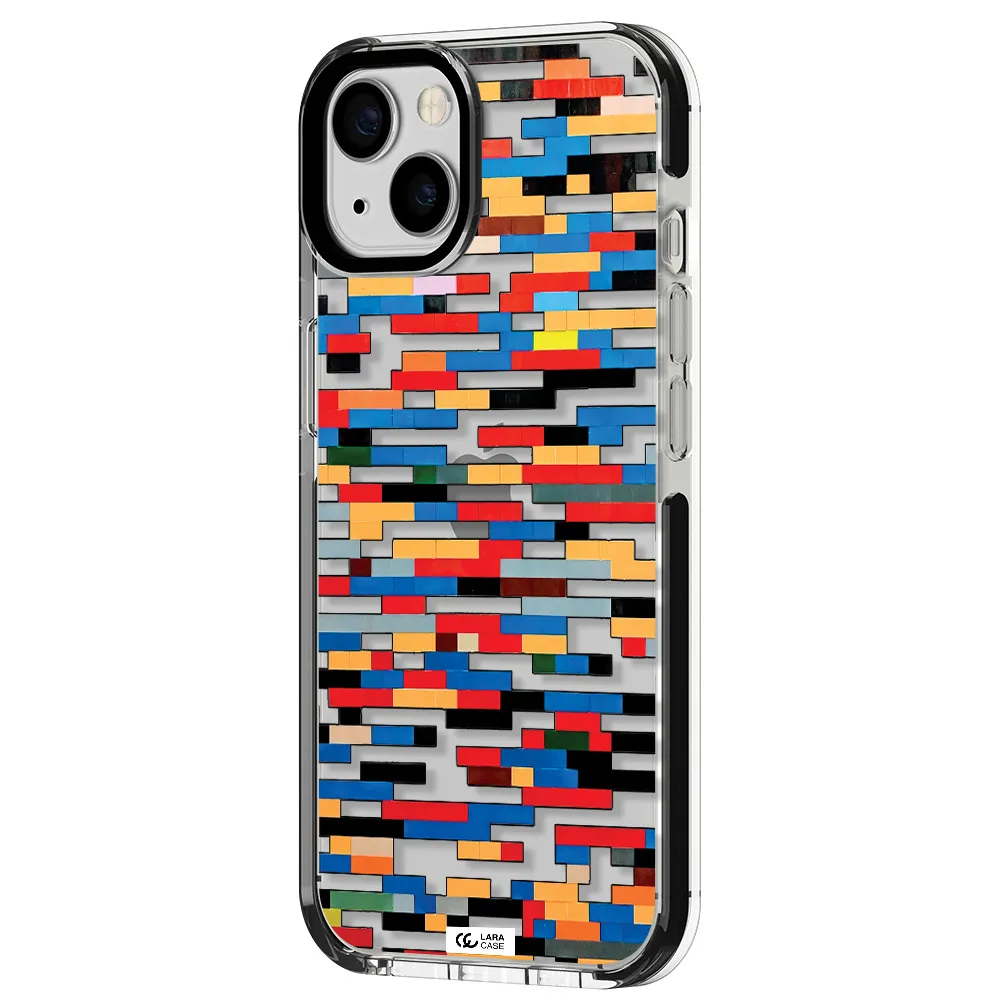 a colorful rectangular pattern on a white surface Apple iPhone 13 impact black border Case