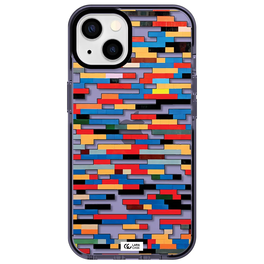 a colorful rectangular pattern on a white surface Apple iPhone 13 impact Lilac Case